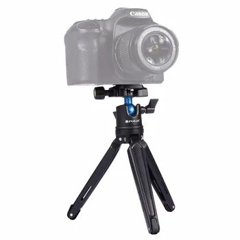 PULUZ Vrecku Mini Kovové Plochy závit pre Statív s 360-Stupňový Loptu Hlavou pre DSLR & Digitálneho Fotoaparátu, Nastaviteľná Výška: 11-21 cm