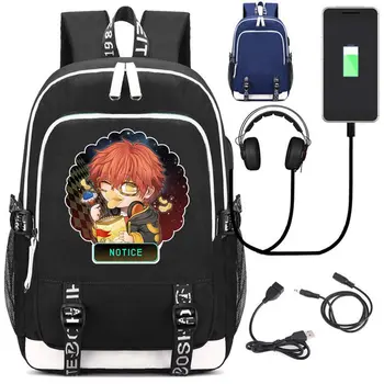 Nové Mystic Messenger Školský Batoh Rozhranie USB Nabíjanie Notebooku Cestovná Taška cez Rameno, Čierna Unisex Anime Cosplay Darčekové Tašky