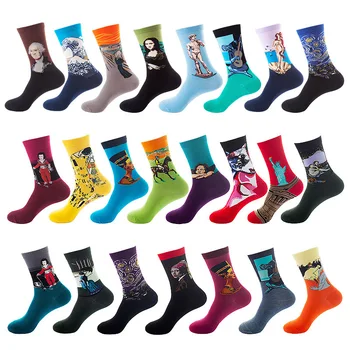 Olejomaľba stredné trubice ponožky Európskych a Amerických dospelých ponožky dámske trendové pančuchy pánske jesenné a zimné bavlnené ponožky