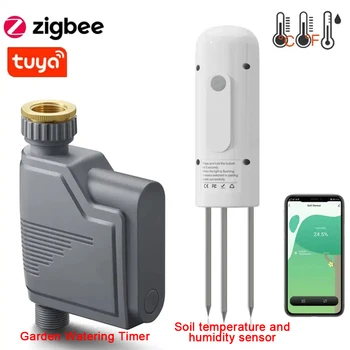 Tuya Zigbee Pôdnej Vlhkosti a Teploty Snímač a Tuya Zigbee Smart Vody Ventil Regulátor Závlahový Systém Kvapkovej Závlahy
