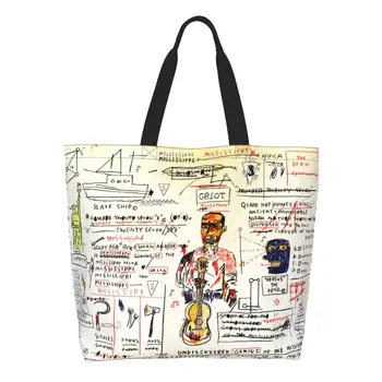 Neobjavených Genius Potraviny Tote Nákupné Tašky Ženy Roztomilý Basquiats Umelecké Plátno Ramenný Shopper Taška Veľká Kapacita Kabelka