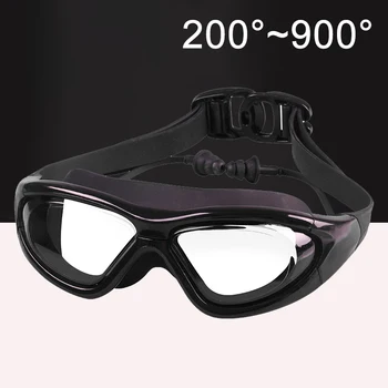 Dospelých Optické HD Plávanie Okuliare, Anti-fog UV Ochranu Vodotesný Silikónový -2 Až -9 Krátkozrakosť, Plávanie Okuliare Okuliare s Earplug