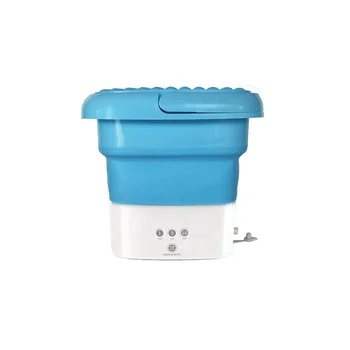 Modrá Prenosné Cestovné práčka, Skladací Mini práčka Kombinovaný s Malé Skladacie Mozgov Kôš NÁS Plug