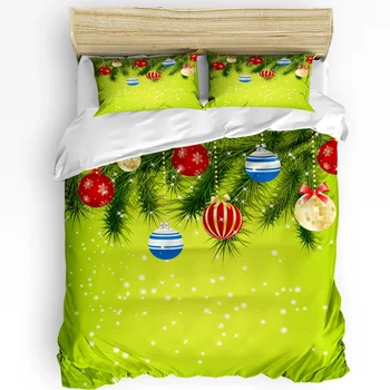 Vianočný Stromček Listov Zelená Výzdoba Loptu 3ks posteľná bielizeň Nastaviť Pre Manželskou Posteľou bytový Textil Perinu Deka Kryt obliečka na Vankúš