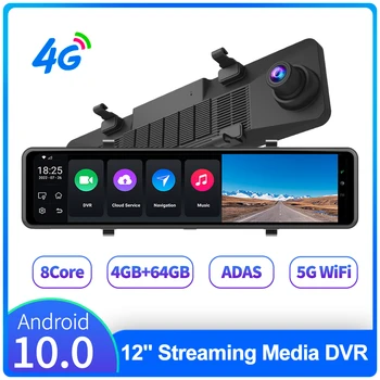 12 Palcový Spätné Zrkadlo Fotoaparát Android 10.0 8 Jadro Dash Cam ADAS Bezdrôtový Auta DVR FM, GPS Navigácie Zrkadlo Prepojenie Video Rekordér