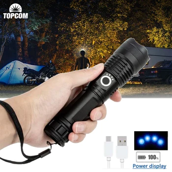 TOPCOM Prenosné LED Baterky USB Nabíjateľné Silný Taktické Režimy Pochodeň Nepremokavé Outdoor Camping Núdzové Svietidlo