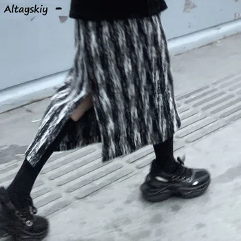 A-line Sukne Ženy Estetické Štrbinou Oblečenie Polovici teľa Štýlový Streetwear Vintage Dizajn, Najnovšie Populárne Základné Ponuky Teen Harajuku