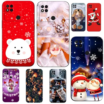 Pre Xiao Redmi 10C, 10A Prípade Zadný Kryt Telefónu Taška Tpu Mäkký Silikónový Ochranný Nárazník Čierny Tpu Prípade veselé vianoce zime sneh