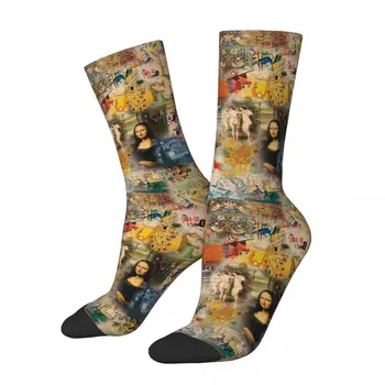 Šťastný, Vtipný Muž Mužov Ponožky Bežné Dejiny Umenia Ponožka Polyester Mona Lisa Van Gogh dámske Ponožky Jar Leto Jeseň Zima