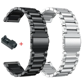 22 mm 20 mm Popruh pre Samsung Galaxy Sledovať 4/5 40 mm 44 mm A Pro 45mm Watch4 Klasické Náramok z Nerezovej Ocele Huawei GT/3/Pro Band