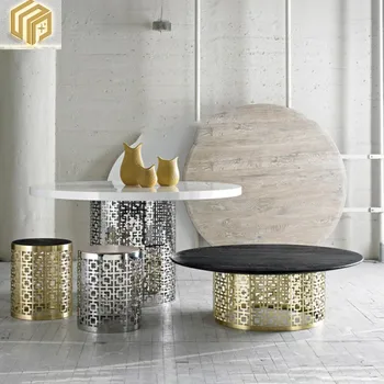 Svetlo luxusný hotel kovové kávy moderného masívneho dreva ploche kovu vydlabaných konferenčný stolík okrúhly stôl