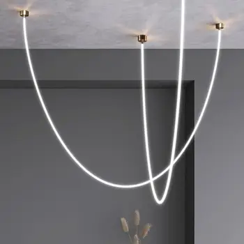 SANDYHA Minimalistický Line Art Lustre Nordic Lesk Para Sala De Jantar Obývacia Jedáleň Lampara Colgante Techo Penant Svetlo