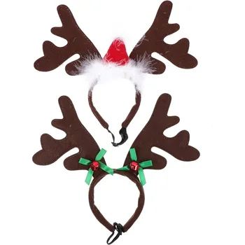 Vianočné Pes Dodáva Elk Sobie Parohy Hlavový Most Santa Klobúk Pet Vianoce V Pohode Psa Roztomilý Kostým Pokrývku Hlavy Príslušenstvo