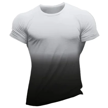 Jednoduché pánske T-Shirt 3d Solid Módne Krátke Rukáv Top Tee Gradient Fitness T-Shirt Pre Mužov Lete Retro Mužské Oblečenie Košele muž