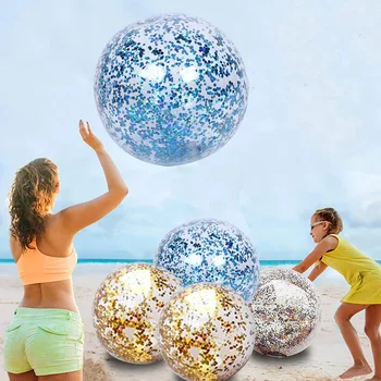 40 cm Nafukovacie Lesk Beach Ball Lete Hrať Voda Sequin Gule Vonkajšie Bazény Strany, Hračky pre Deti, Dospelých, Vodné Športy
