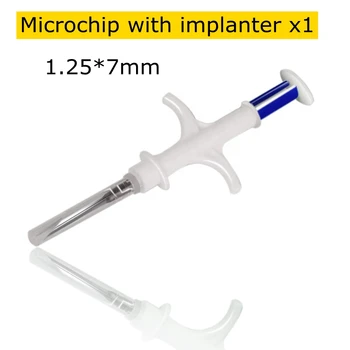 1.25*7mm RFID Sklo Transpondér Pet Id Mikročip Inteligentný Čip s Implanter pre Vtáctvo, Dobytok Malých Zvierat Injekčné Pet Plemena