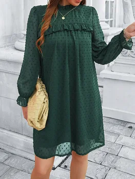 2023 Jeseň Ženy Šaty Jednoduchý Štýl Dlhý Rukáv Klasické Elegantné Zrelé Streetwear Pulóver Módne Mini Sukne Pre Dámy