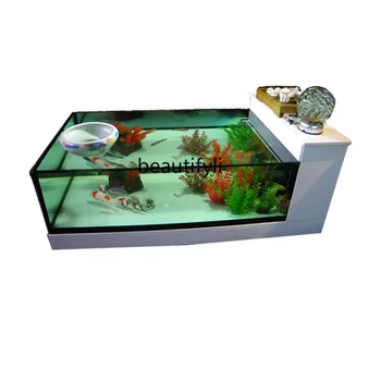 Obývacia Izba Domov Multi-Funkčné Zmeniť Vody Obdĺžnikový Tvorivé Sklenený Čajový Stolík Ryby Nádrž Akvárium