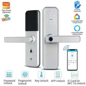 X5 Smart lock Tuya WIFI APP Remote Unlock Elektrické Dverové Zámky Odtlačkov prstov Heslo IC Karty/NFC TTlock APP Odomknúť Rukoväť Zámky