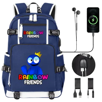 2024 Nové Deti Batoh Rainbow Priateľmi Tlač Chlapec Dievča Školské Tašky big Book Bag Veľkú Kapacitu, USB Notebook Taška cez Rameno