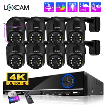 LOXCAM 10CH 8CH PTZ Bezpečnostný Systém 4K Auto Sledovať AI Ľudských Detekcie Vonkajšie IP Kamery Auta obojsmerné Audio, Video Dohľad Nastaviť