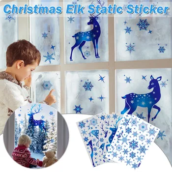 Vianočné Okenného Skla Nálepky Elk Snowflake Samolepky Na Stenu Vianočné Dekorácie Pre Domov Detská Izba Vianočné Nálepky Nový Rok