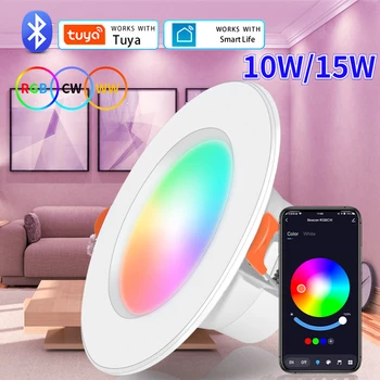 Tuya Smart LED Downlight RGB+CW+WW 10W /15W s Bluetooth App Alexa Inteligentný Život Hlasové ovládanie pre Obývacej Izby, Spálne Dekorácie
