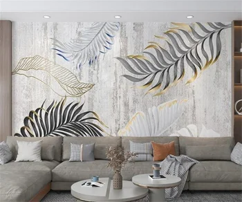 Moderné skorocelový list 3D troch-dimenzionální úľavu tapety TV tapetu pozadia Nordic obývacia izba gauč dekoratívne nástenné