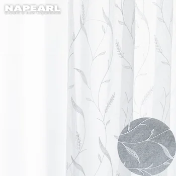 NAPEARL Vyšívaný tyl záclony biela faux bielizeň úplnej panel Výšivky Moderné Okno Liečba Domov Dverí na Zákazku 1 Kus