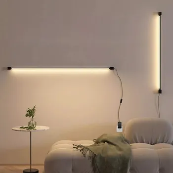 Moderné LED Nástenné Svietidlo Minimalistický Čierna Biela Dlho Plug-in Sconce Pre Spálne, Obývacia Izba Štúdia Osvetlenie miestností Zariadenie Lesk