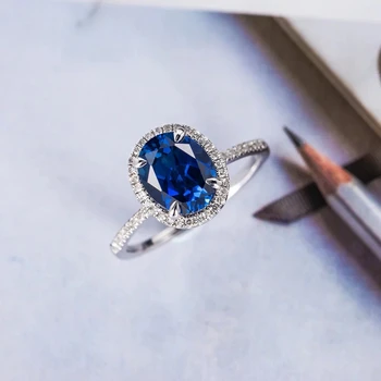 Huitan 2018 Klasický Oválny Dizajn S Tmavo Modrá AAA Cubic Zirconia Pripraviť Nastavenie Svadbu Zásnubné Prstene pre Ženy & Priateľku