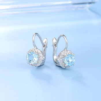značka originálne Luxusné real šperky Rovno prírodného kameňa s s925 striebro topaz náušnice a klincami vysokej kvality