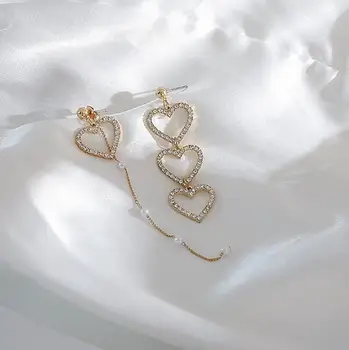 Kórejský Módne Šperky Náušnice Asymetrický Láska Náušnice Brincos Vyhlásenie Náušnice Strapec v tvare Srdca Dlhé Náušnice Ženy