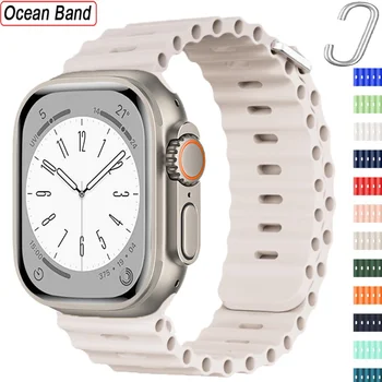 Ocean popruh Pre Apple hodinky Ultra band 49 mm 44 mm 40 mm 45 mm 41mm 42mm Originálne silikónové 1:1 náramok iWatch série 8 7 6 5 4 9 se