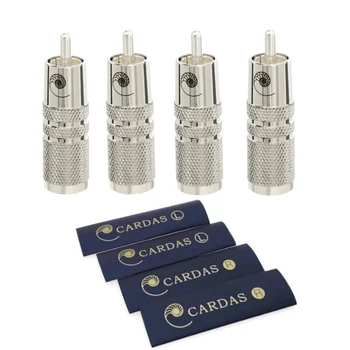 4Pcs Strieborné pozlátené cardas plug SRCA RCA Samec prepojiť káblom pre Elektrické zástrčky 9 mm pre audio RCA kábel Teplo shrinkable rukáv