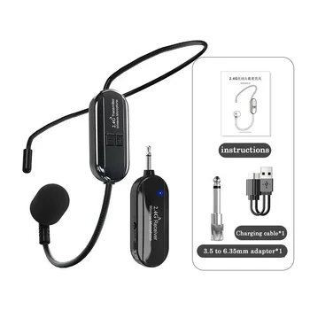 2.4 G Wireless Headset Mikrofón Mic Bezdrôtové Slúchadlá Pre Hlasové Zosilňovač, Reproduktor Počítačové Hry Vyučovania Spevu Prejavy