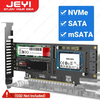 JEYI NVMe NGFF a rozhraním mSATA SSD PCIe 4.0/3.0 Karty Adaptéra, 3 v 1 M. 2 NVME do PCIE/M. 2 SATA SSD na SATA III/rozhraním mSATA na SATA Konvertor