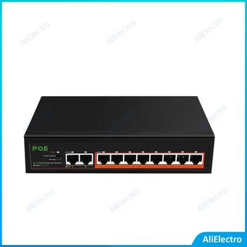 8 Port 10/100Mbps POE Switch 2 Uplink Port Ethernet Switch 52V 120W Bulit-v Napájací zdroj s VLAN