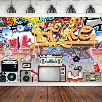Hip Pop Plagát Graffiti Rock Radio Fotografie Pozadie Vintage 90. rokov 80-tych rokov Party Dekorácie, Foto Pozadie Banner