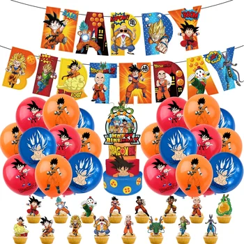 Dragon Ball Anime Narodeninovej Party Dekorácie Nastaviť Balóny Tortu Vňaťou Bannery Honeycomb Vrchol Párty pre Deti Dodávky
