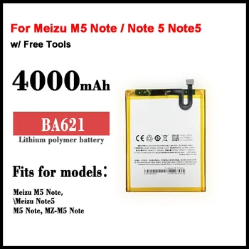  4000mAh BA621 Batérie Pre Meizu M5 Poznámka / Note 5 Note5 M621N M621M M621Q M621H Mobilného Telefónu, Batérie Bateria