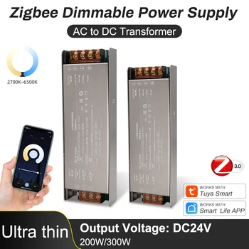 DC24V Zigbee3.0 Power Stmievač/Transformer/LED Ovládač Kompatibilný pre Jednu/SCS farebné pásy svetla TuYa & Smart Život app 200W/300W