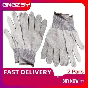 2 páry statické-free carbon fiber reinforced nylon pracovné rukavice vinylové polepy áut odolné nositeľné pohodlné rukavice 2D08