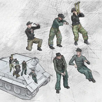 1/35 Die-cast Živice Obrázok Vojak Model Tank Personálu Údržby Päť Ľudí, Šedá Model Nevyfarbené