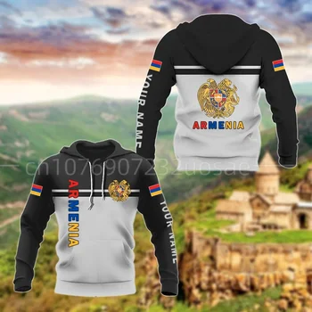2023 Nové Vlastné Meno Arménsko Vlajky Vytlačené Zip Hoodie Mužov a Žien Pulóver Módne Bežné Kapucí Bunda, Mikina