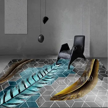 Jednoduché nordic Geometrické Pierko 3D Tlač Koberce Moderné hry detí rohože domáce dekorácie koberec obývacou izbou Koberec