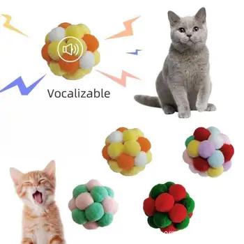Farebné Vŕzgať Hračky Loptu pre Mačky - Molekulová Skus Odolný, Skákacie, Interaktívne Plyšové Cat Hračka - Zábavné Žuť Loptu Pet Produktov