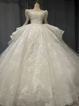 XLOVE Zber veľkoobchod Svadobné Šaty Dlhé Rukávy Kryštály glitters svadobné šaty