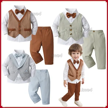 Módne Detské Oblečenie Nastaviť Gentlmen Obleky pre Dieťa, Chlapec, Svadby, Narodeniny, Party, Kvetina Chlapec Krst Šaty Dieťa Narodeniny Oblečenie
