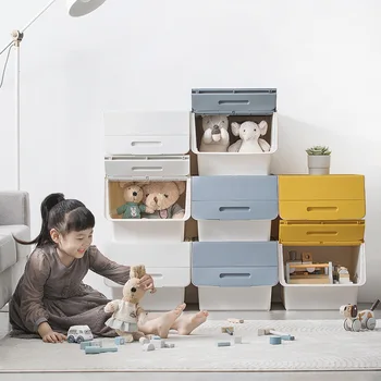 Kórejský Štýl Úložný Box Otvoriť Predné Uhlopriečka Drapákové Domácnosti, Hračky Občerstvenie Oblečenie Usporiadanie Študentov V Triede Úložný Box